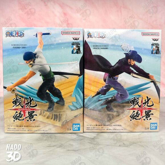 One Piece Figures - Zoro & Mihawk Senkouzekkei Set of 2 - Banpresto (New) - Picture 3 of 5